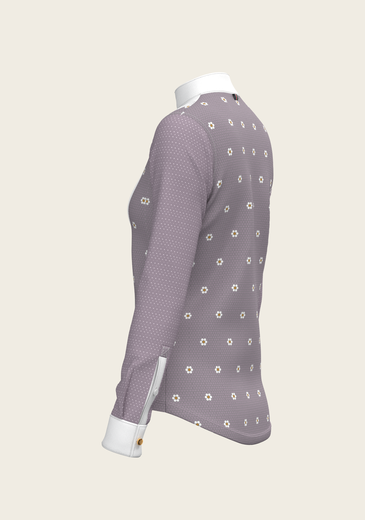 Image of Mosaic Daises in Lavender Short Pleated Long Sleeve Show Shirt