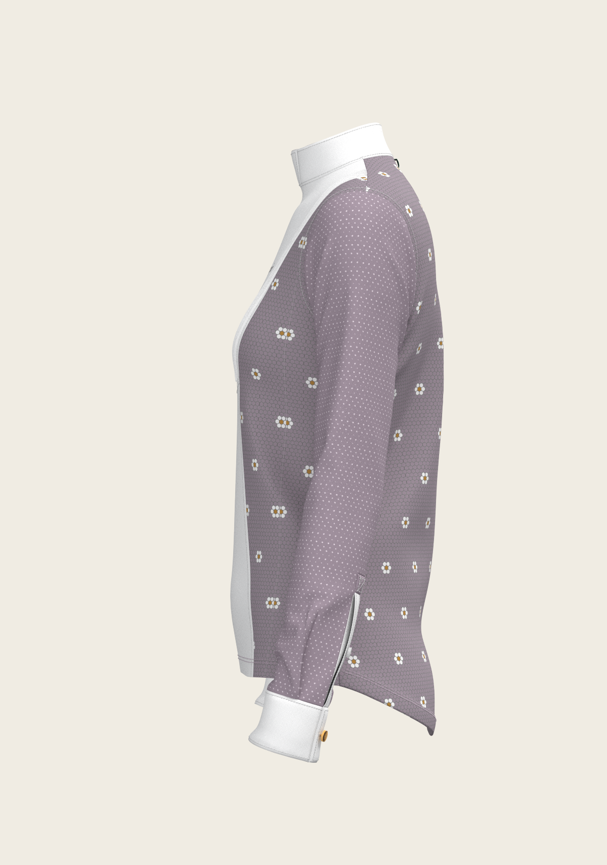 Image of Mosaic Daises in Lavender Short Pleated Long Sleeve Show Shirt