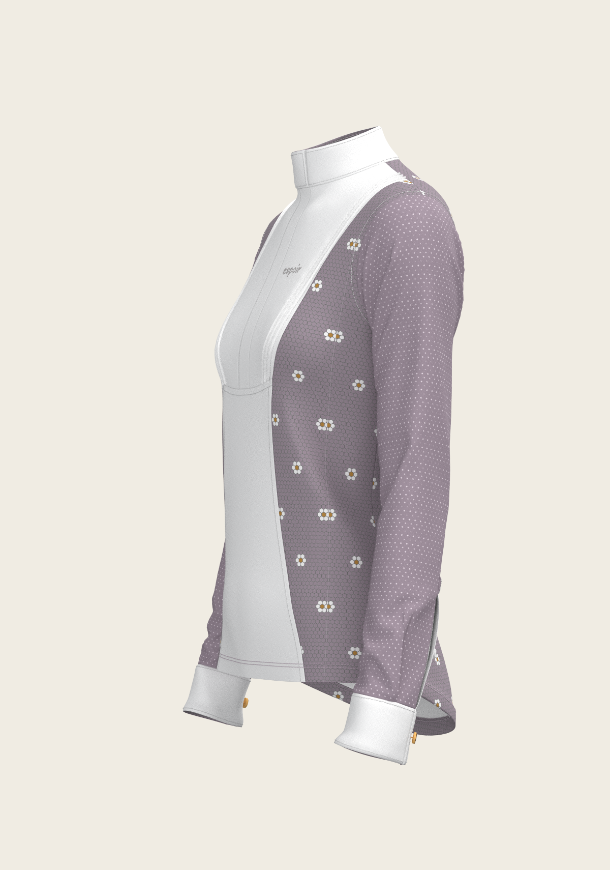 Image of Mosaic Daises in Lavender Short Pleated Long Sleeve Show Shirt
