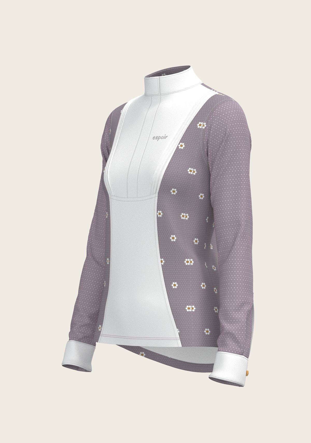 Image of Mosaic Daises in Lavender Short Pleated Long Sleeve Show Shirt