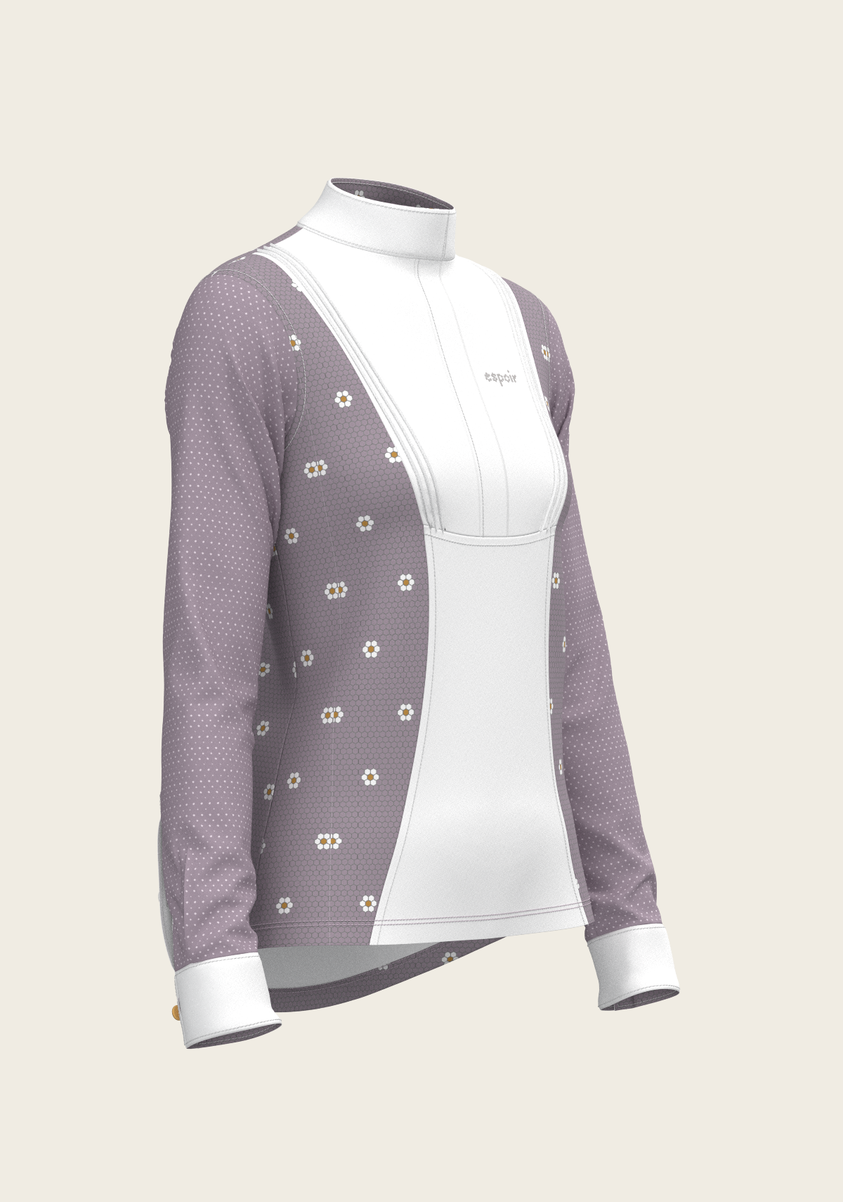 Image of Mosaic Daises in Lavender Short Pleated Long Sleeve Show Shirt