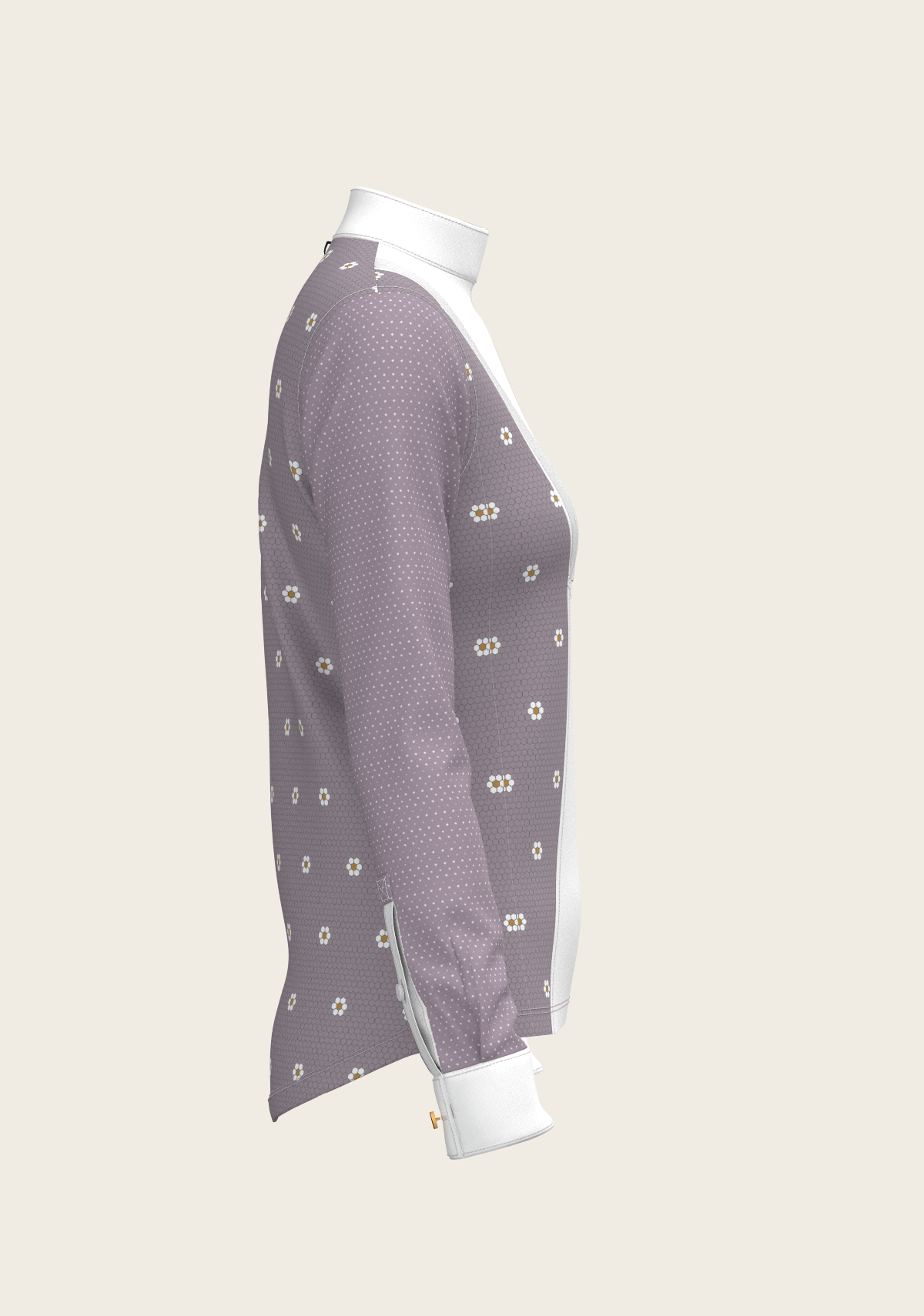 Image of Mosaic Daises in Lavender Short Pleated Long Sleeve Show Shirt