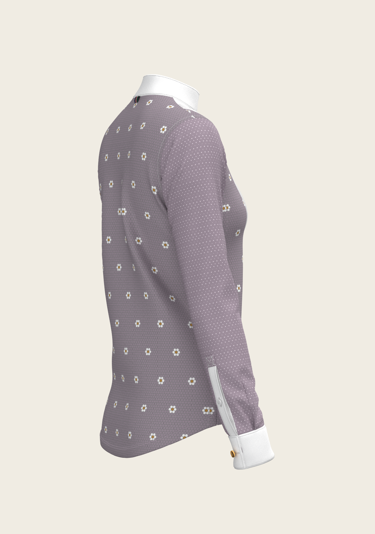 Image of Mosaic Daises in Lavender Short Pleated Long Sleeve Show Shirt