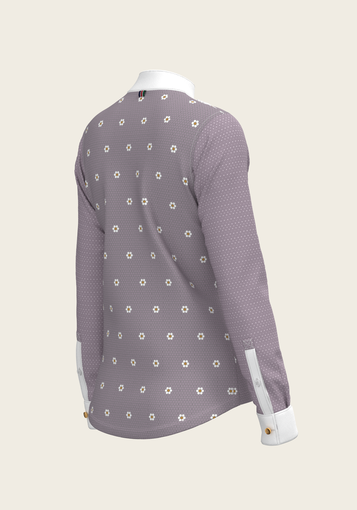 Image of Mosaic Daises in Lavender Short Pleated Long Sleeve Show Shirt
