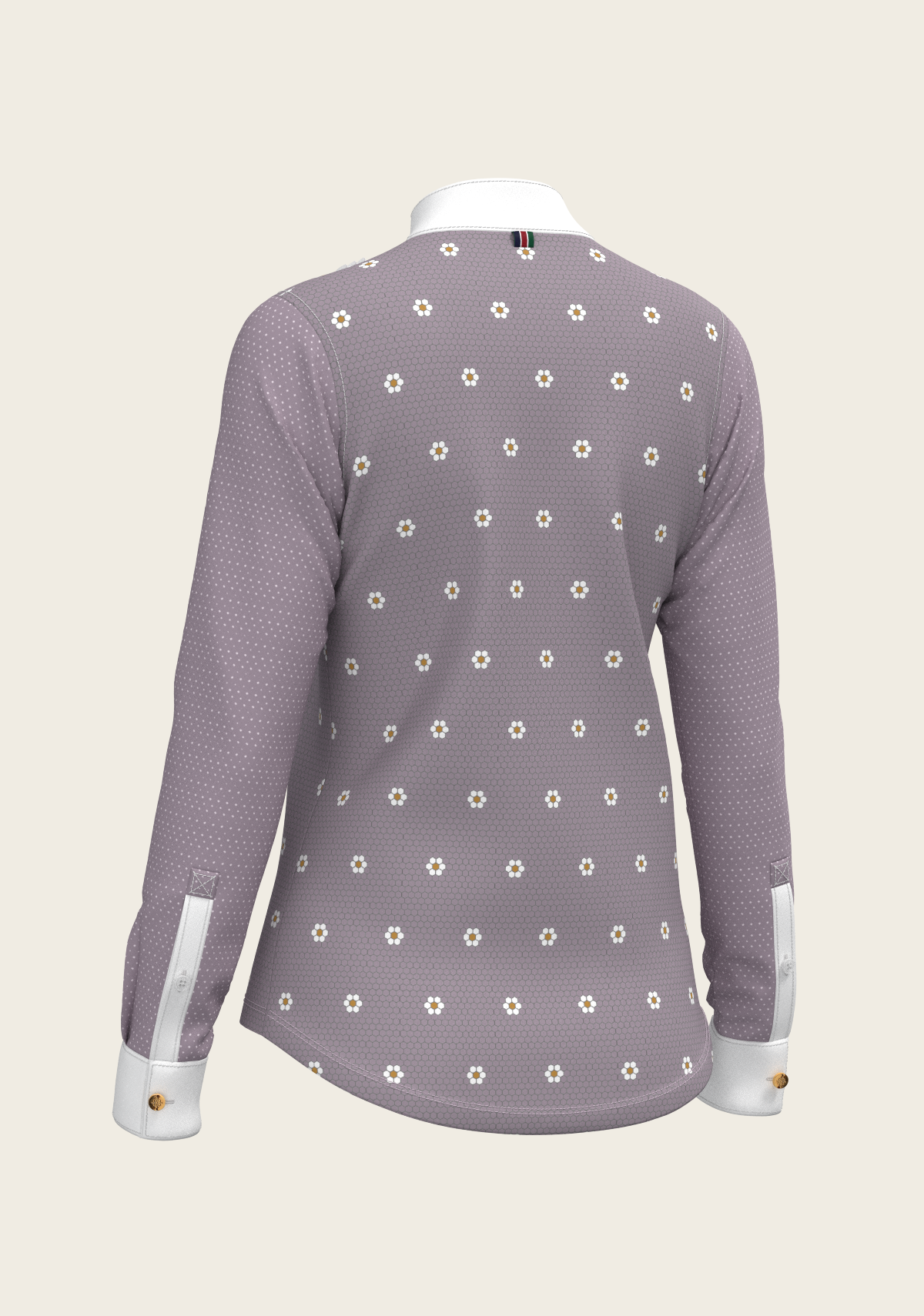 Image of Mosaic Daises in Lavender Short Pleated Long Sleeve Show Shirt