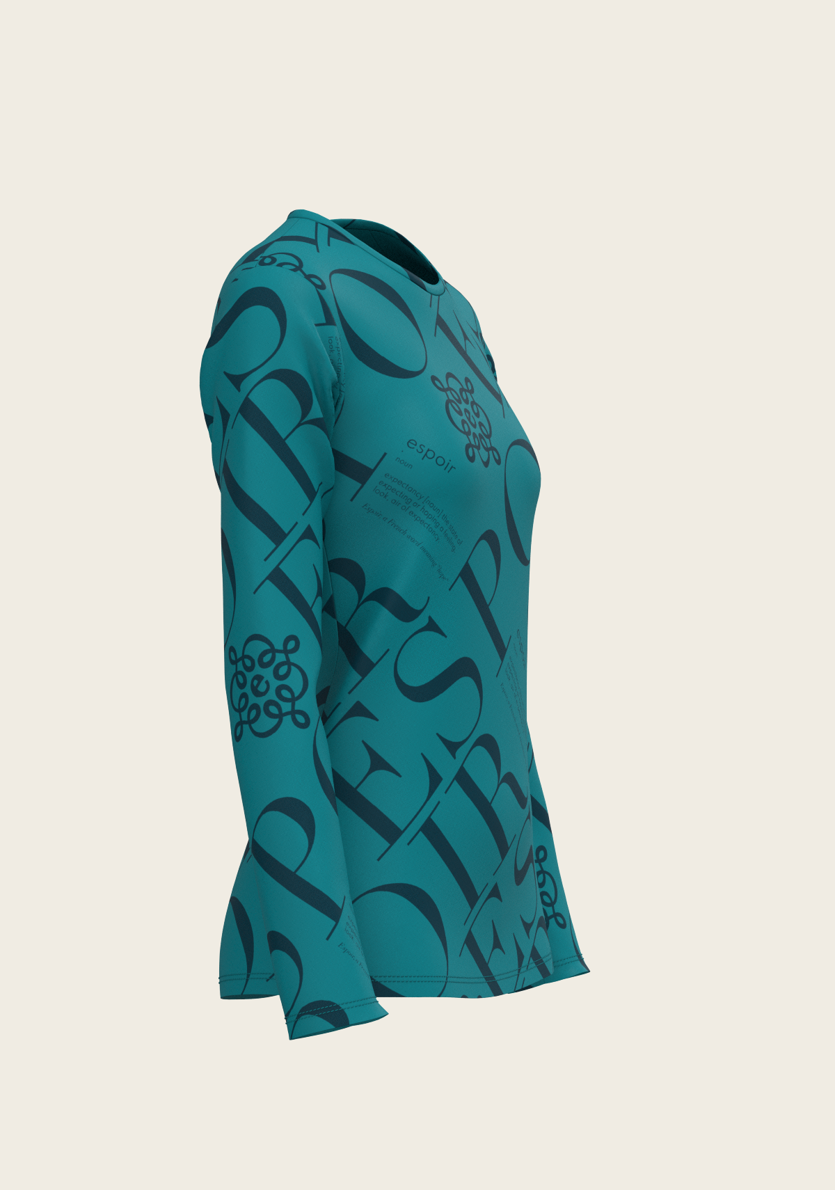 Image of ESPOIR Teal Long Sleeve Sport T-Shirt