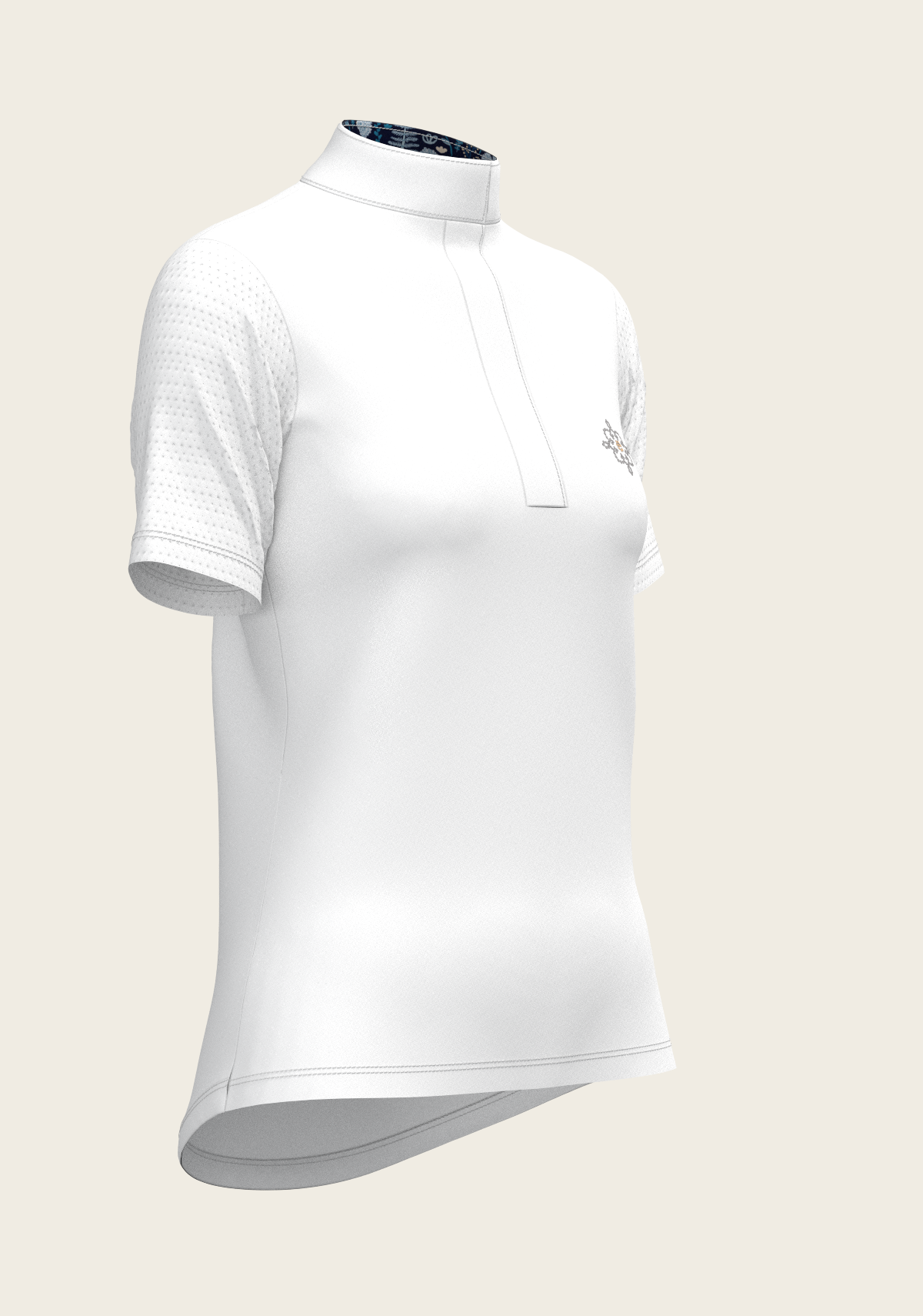 Image of  White with Forest on Navy Inner Details Short Sleeve Show Shirt