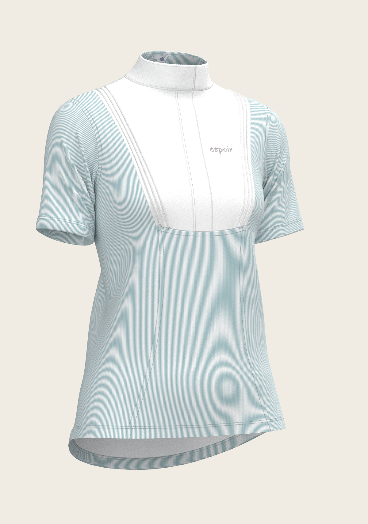 Image of  Stripes in Sky Blue Short Pleated Short Sleeve Show Shirt