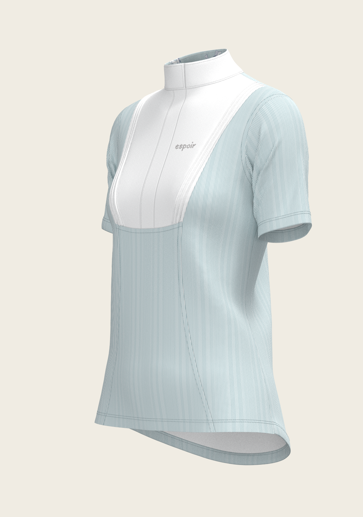 Image of  Stripes in Sky Blue Short Pleated Short Sleeve Show Shirt