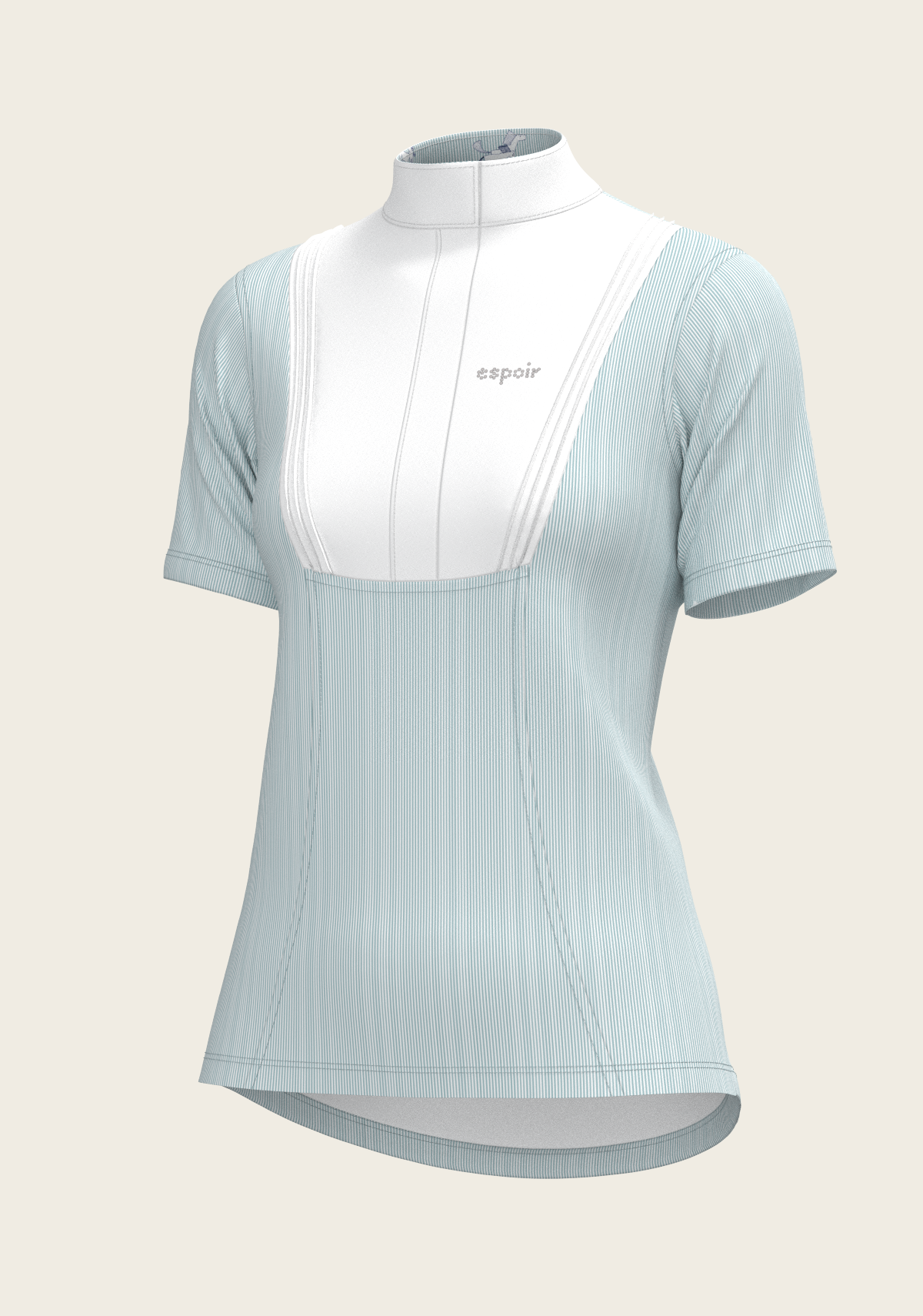 Image of  Stripes in Sky Blue Short Pleated Short Sleeve Show Shirt