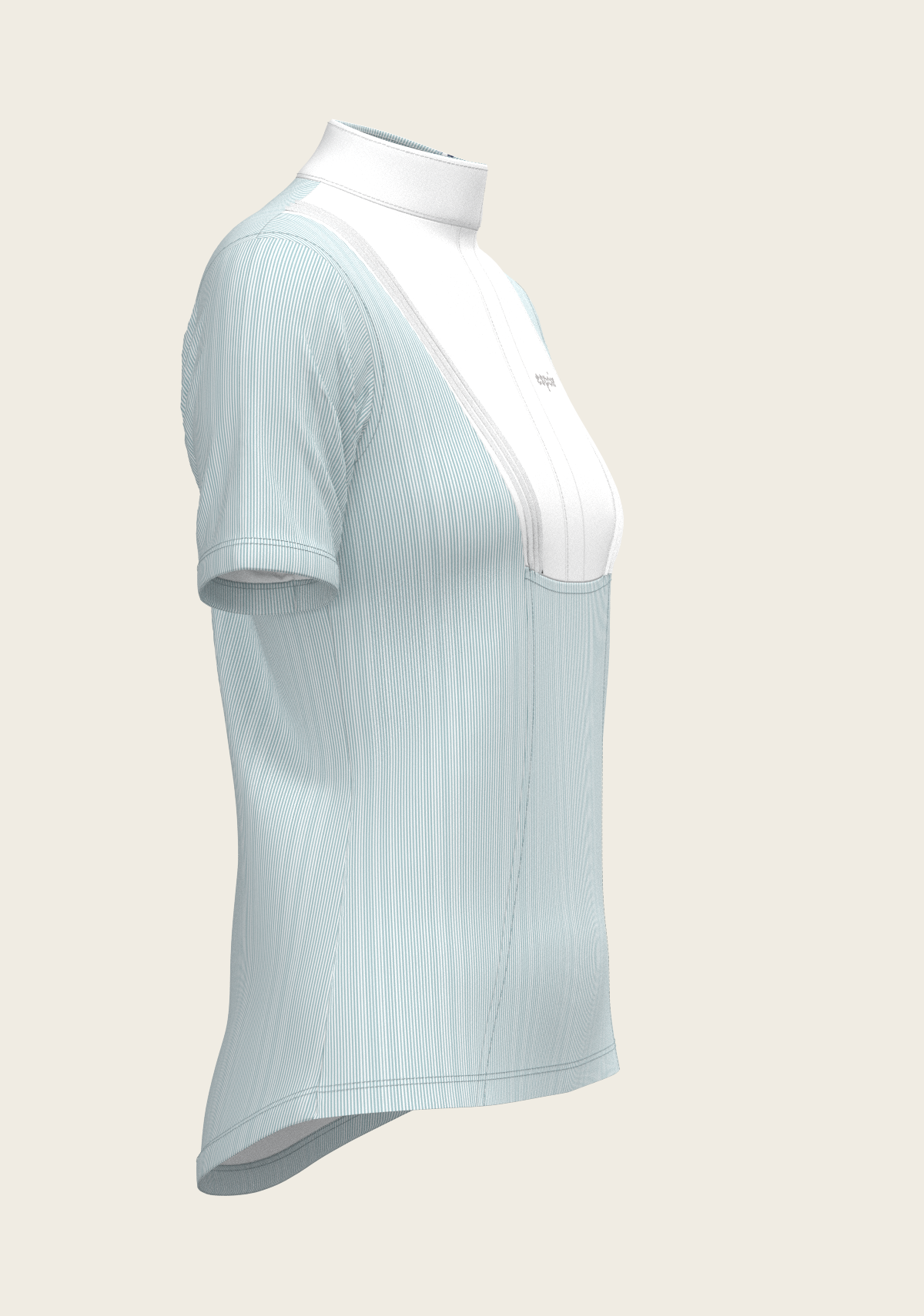 Image of  Stripes in Sky Blue Short Pleated Short Sleeve Show Shirt