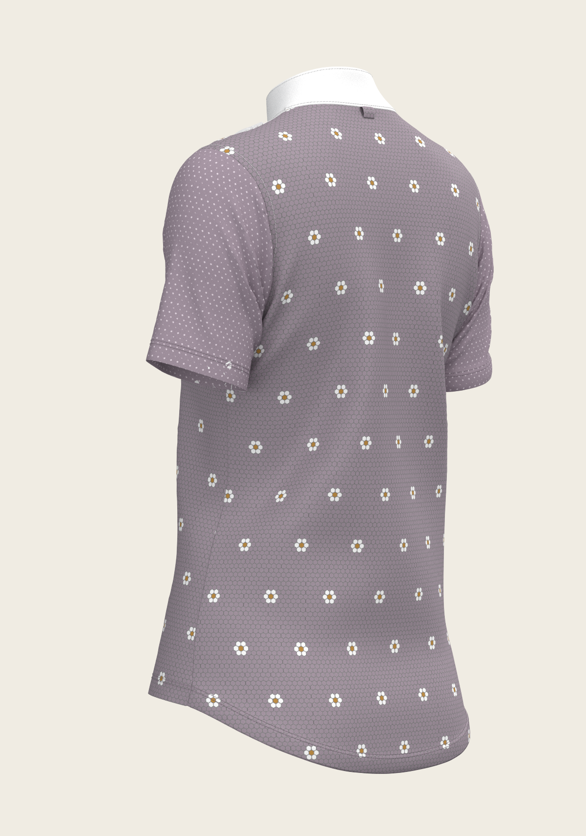 Image of Mosaic Daises in Lavender Short Pleated Short Sleeve Show Shirt