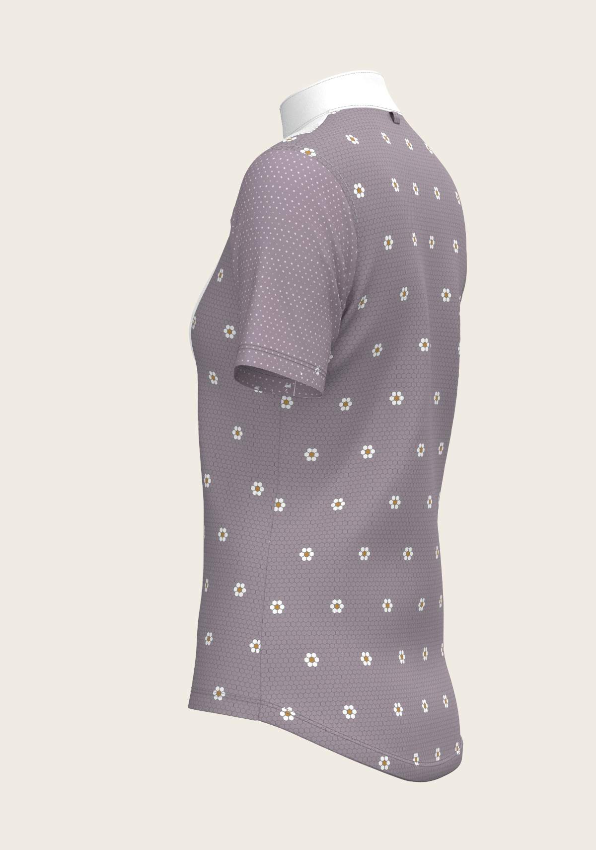 Image of Mosaic Daises in Lavender Short Pleated Short Sleeve Show Shirt