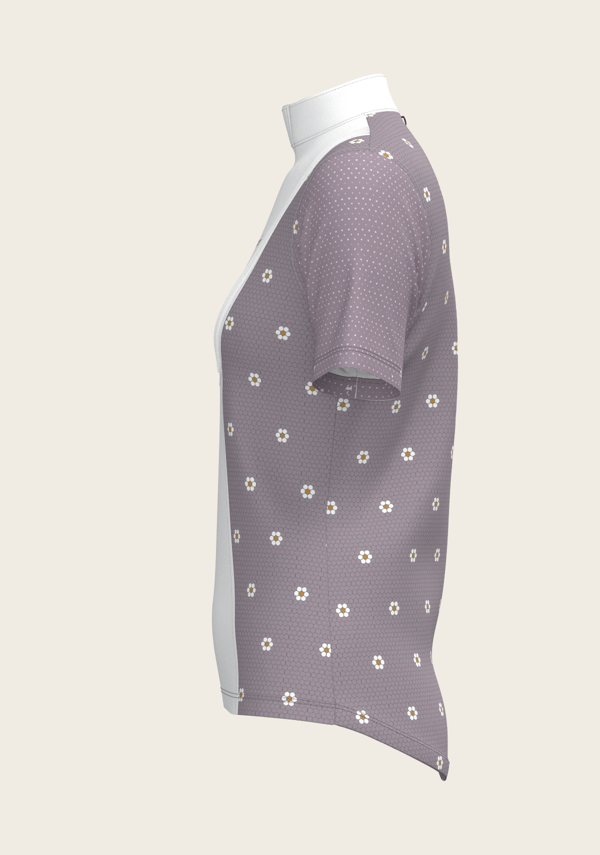 Image of Mosaic Daises in Lavender Short Pleated Short Sleeve Show Shirt