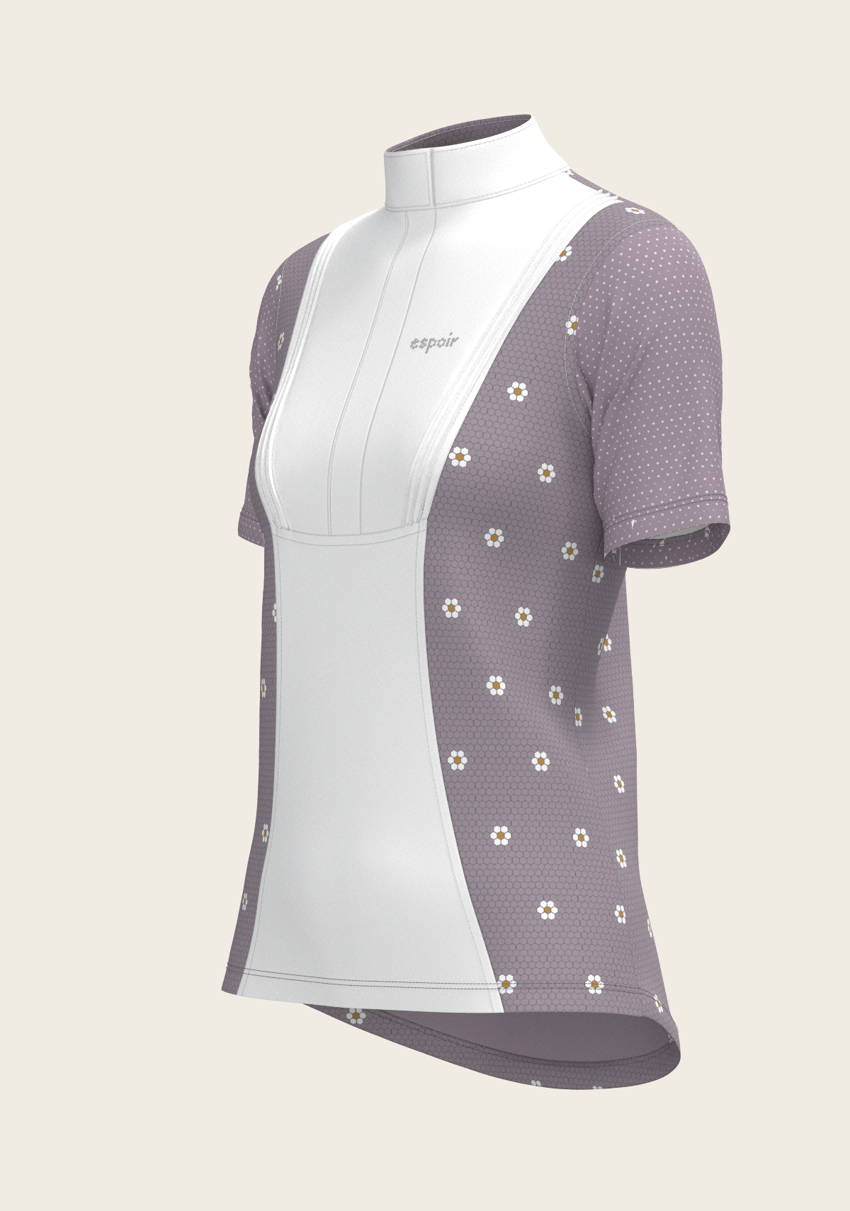 Image of Mosaic Daises in Lavender Short Pleated Short Sleeve Show Shirt