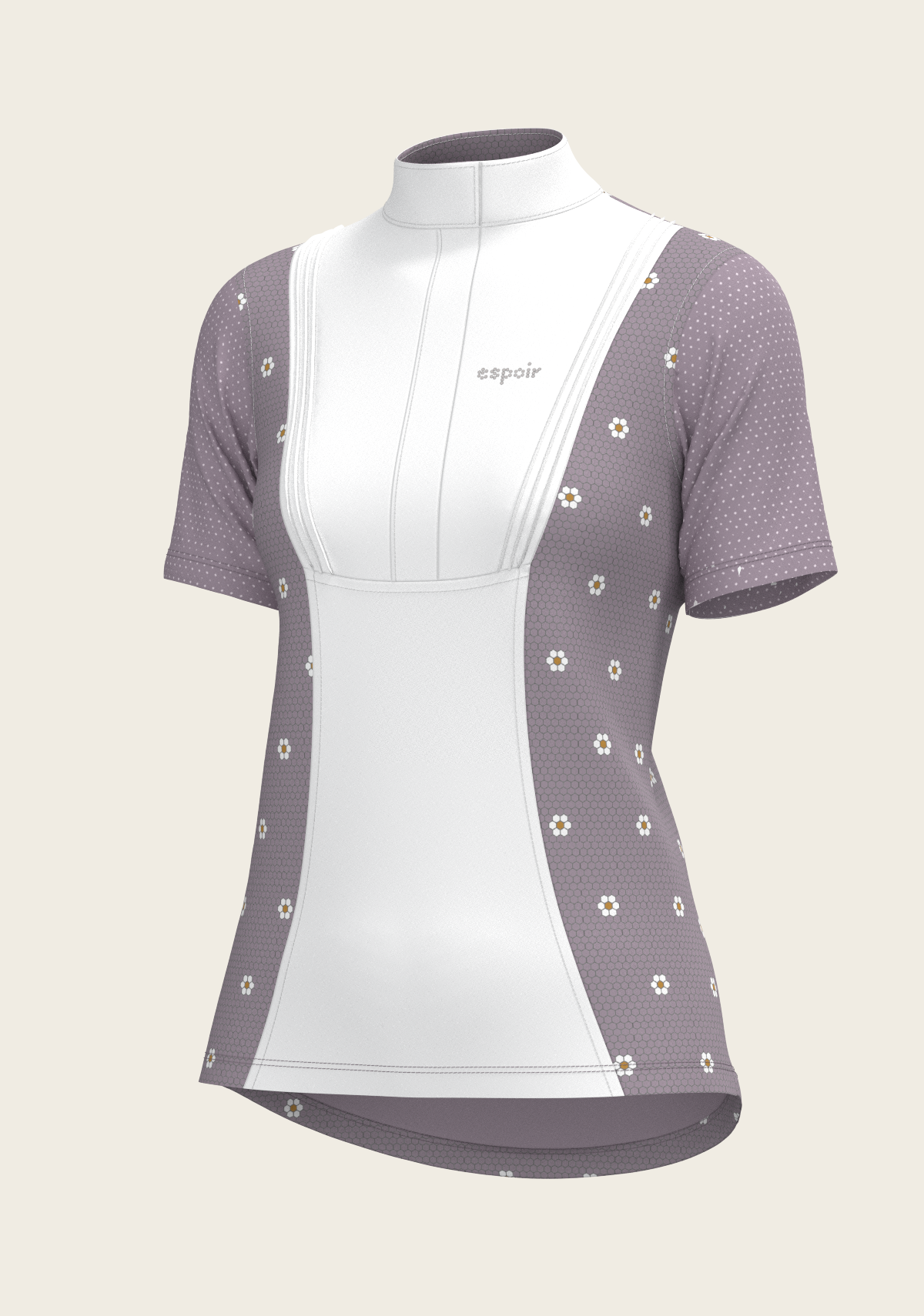 Image of Mosaic Daises in Lavender Short Pleated Short Sleeve Show Shirt