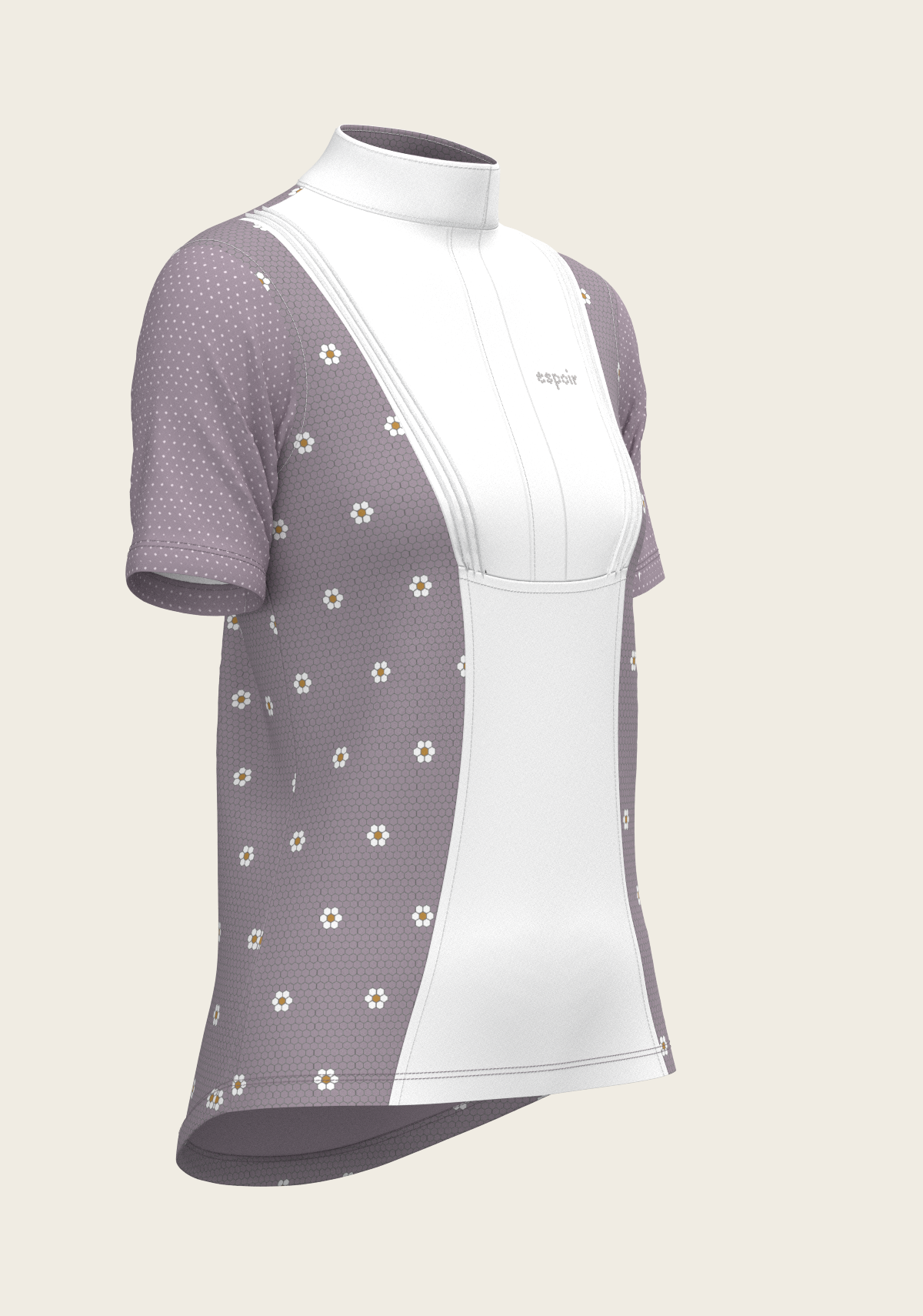 Image of Mosaic Daises in Lavender Short Pleated Short Sleeve Show Shirt
