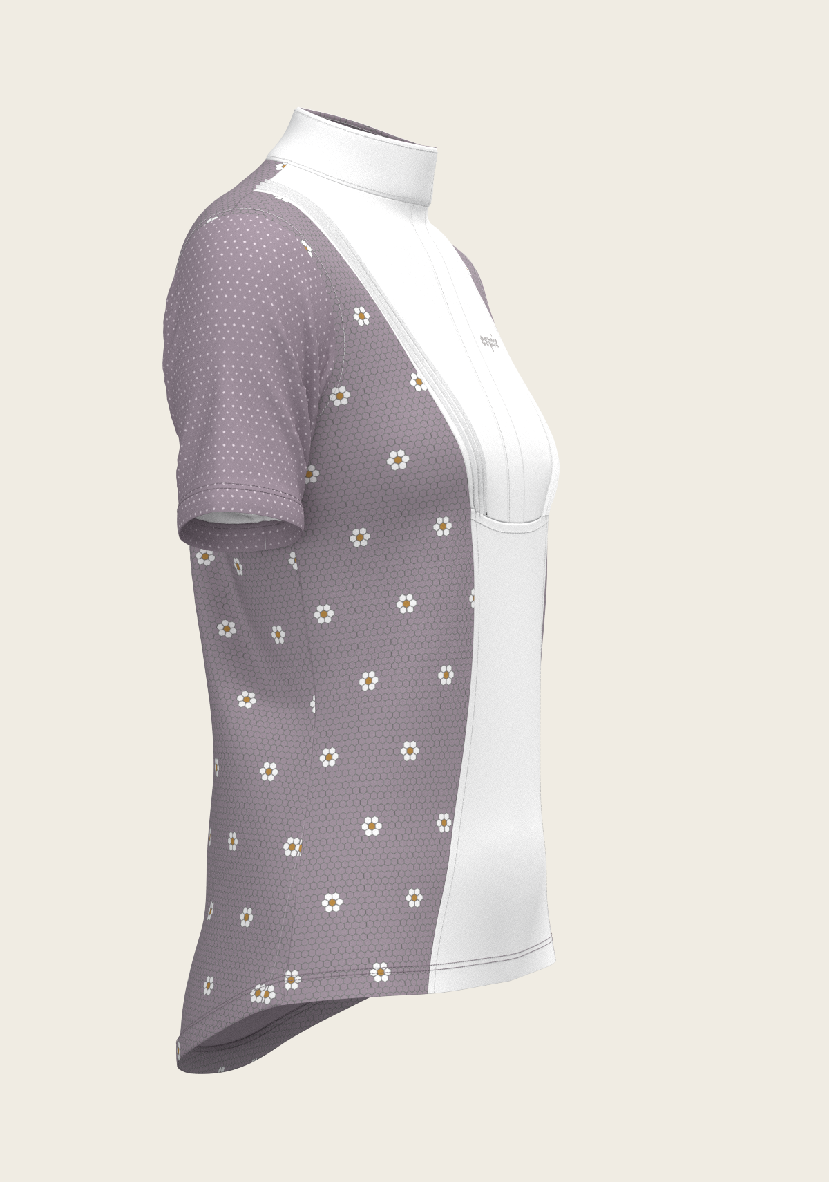 Image of Mosaic Daises in Lavender Short Pleated Short Sleeve Show Shirt