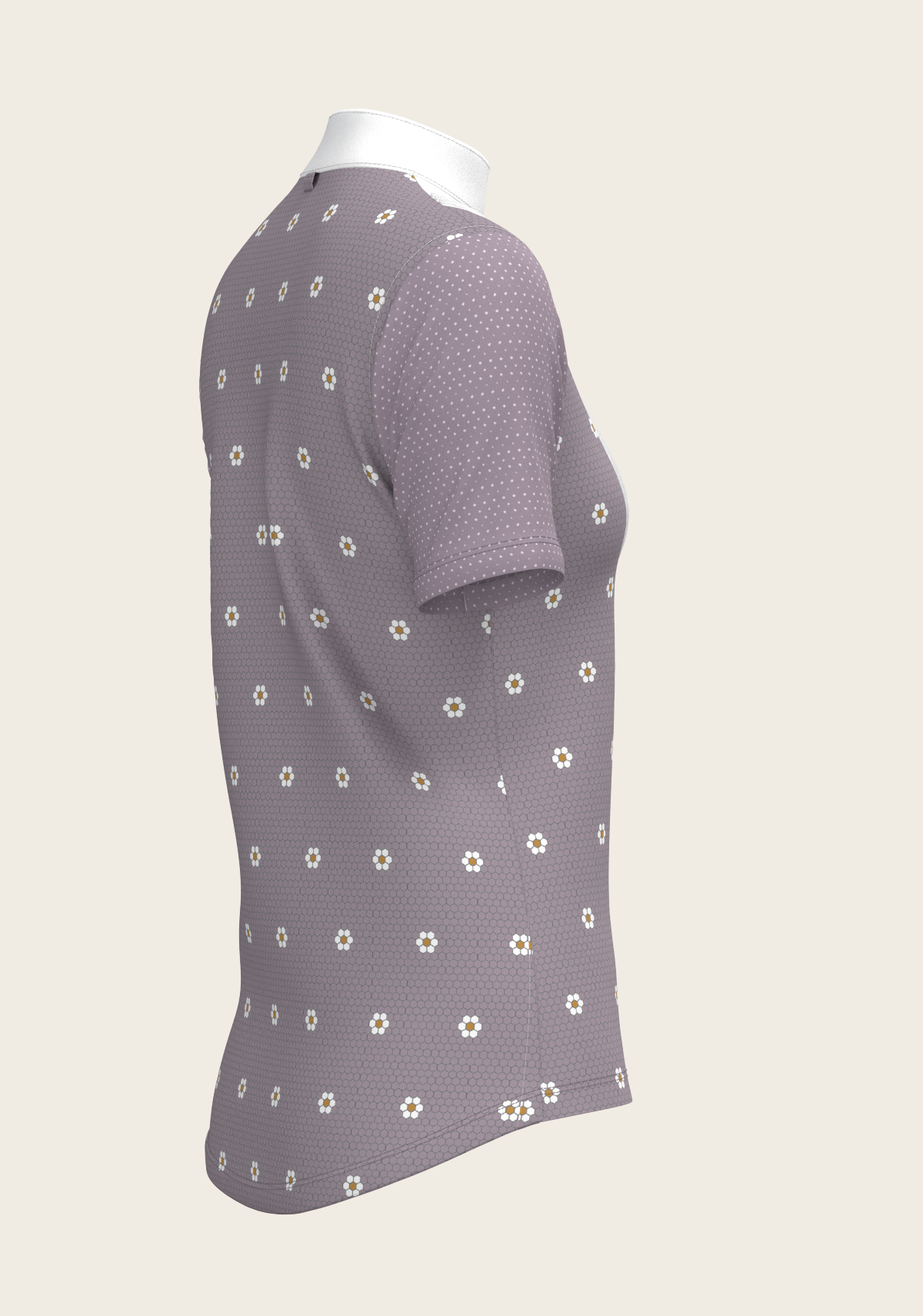 Image of Mosaic Daises in Lavender Short Pleated Short Sleeve Show Shirt