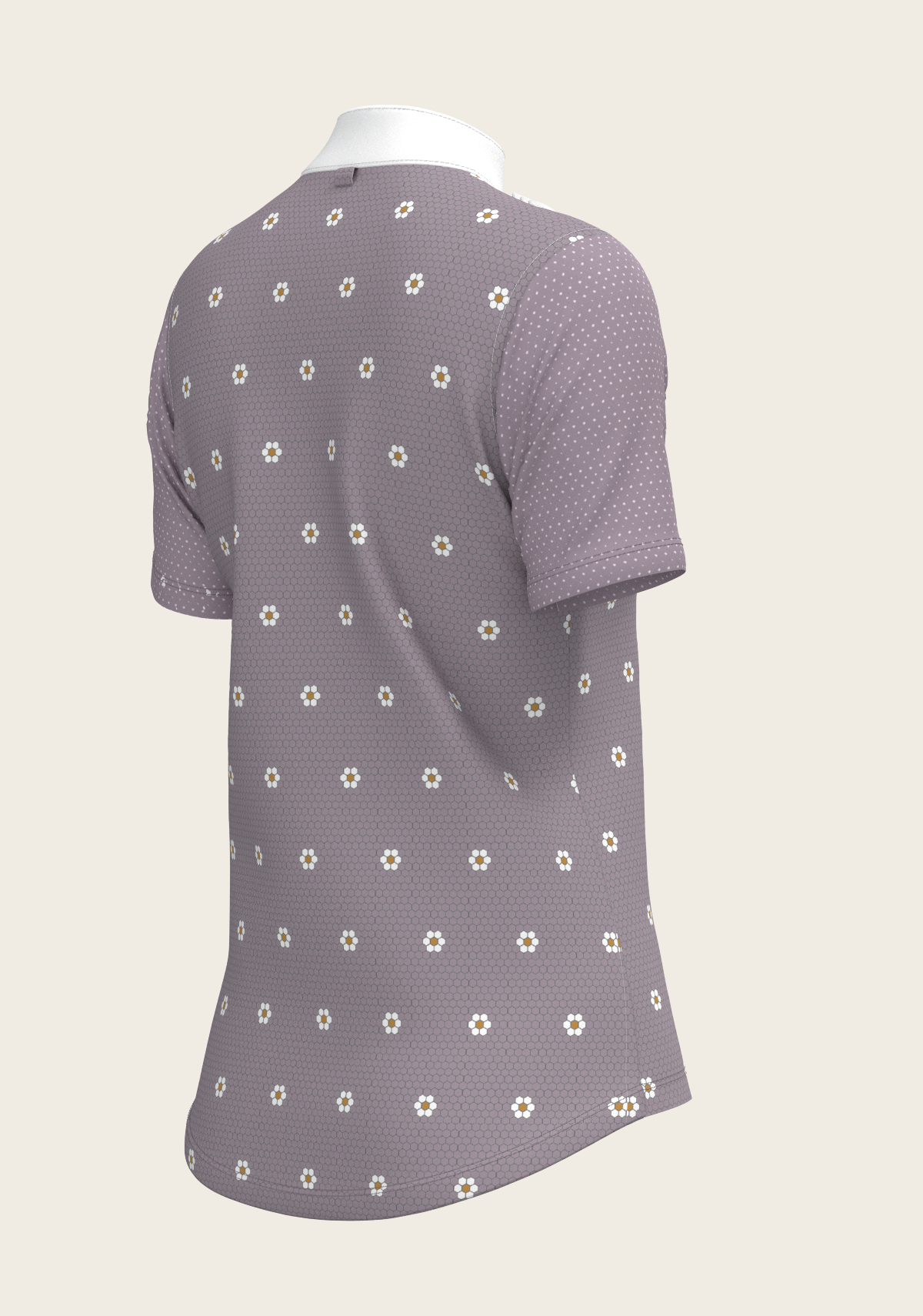 Image of Mosaic Daises in Lavender Short Pleated Short Sleeve Show Shirt