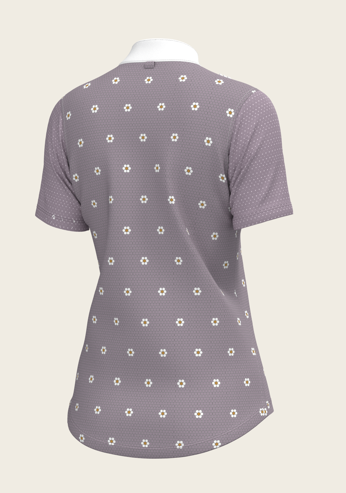 Image of Mosaic Daises in Lavender Short Pleated Short Sleeve Show Shirt