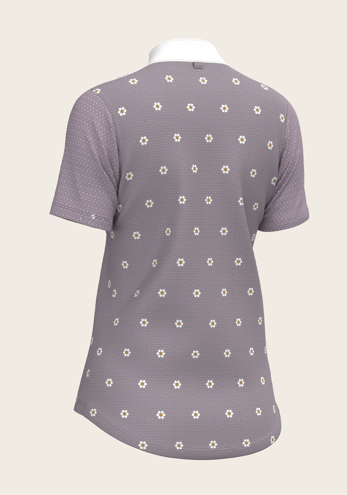 Image of Mosaic Daises in Lavender Short Pleated Short Sleeve Show Shirt