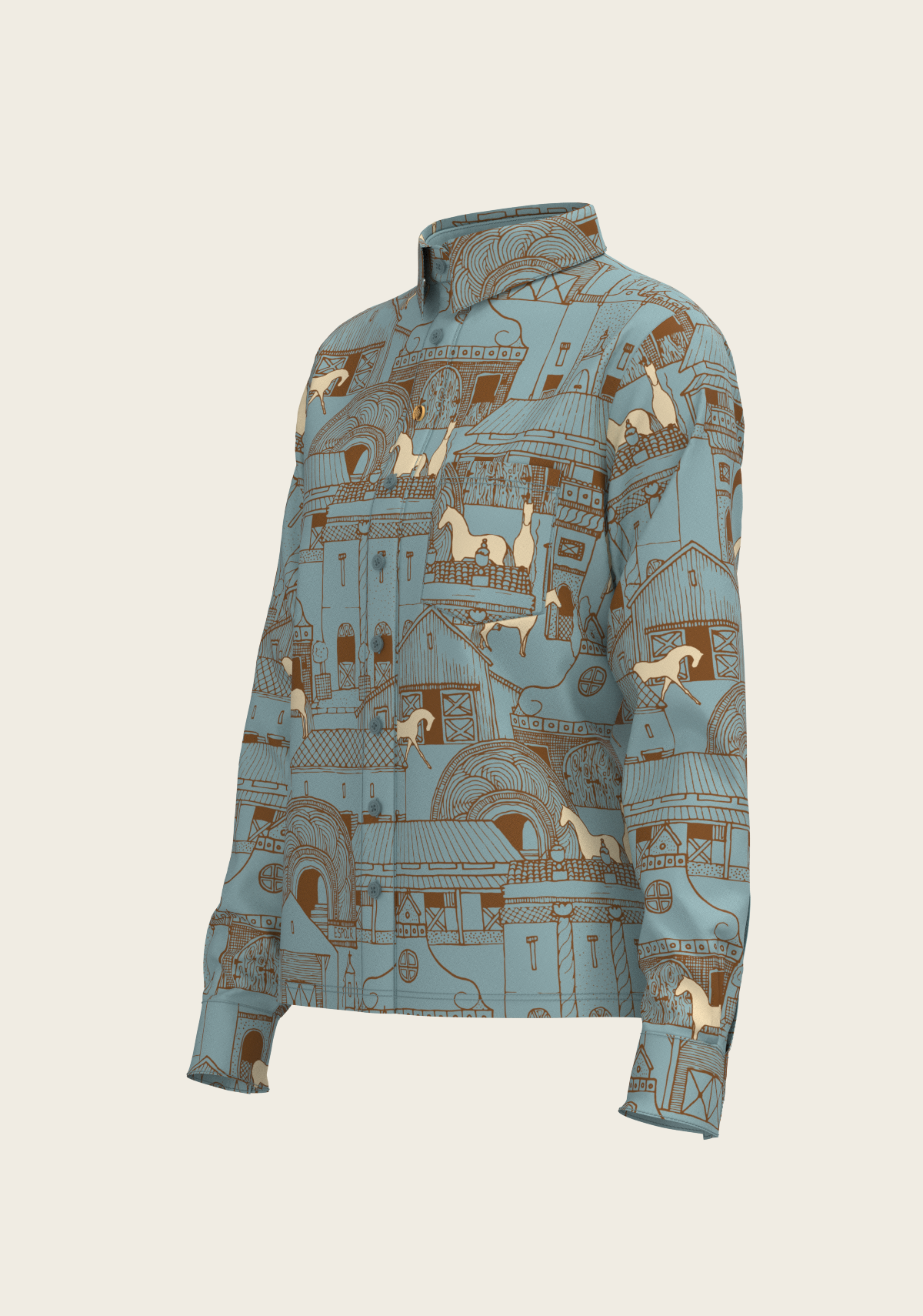 Image of Horse Town Symphony Loose Fitting Button Shirt