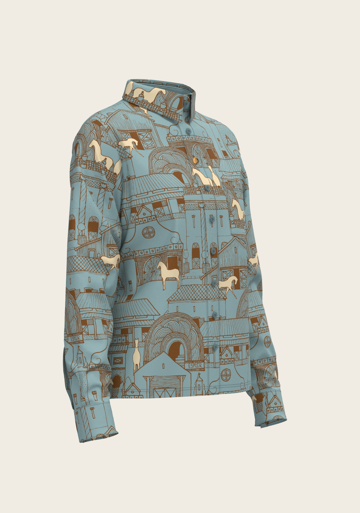 Image of Horse Town Symphony Loose Fitting Button Shirt