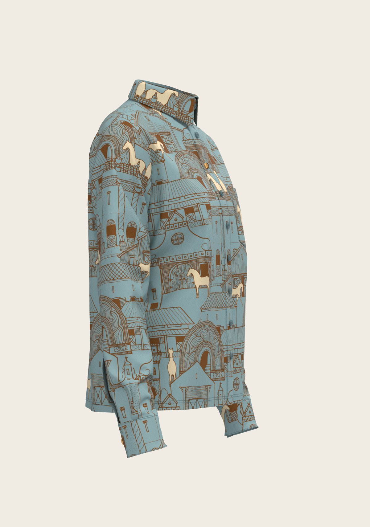 Image of Horse Town Symphony Loose Fitting Button Shirt