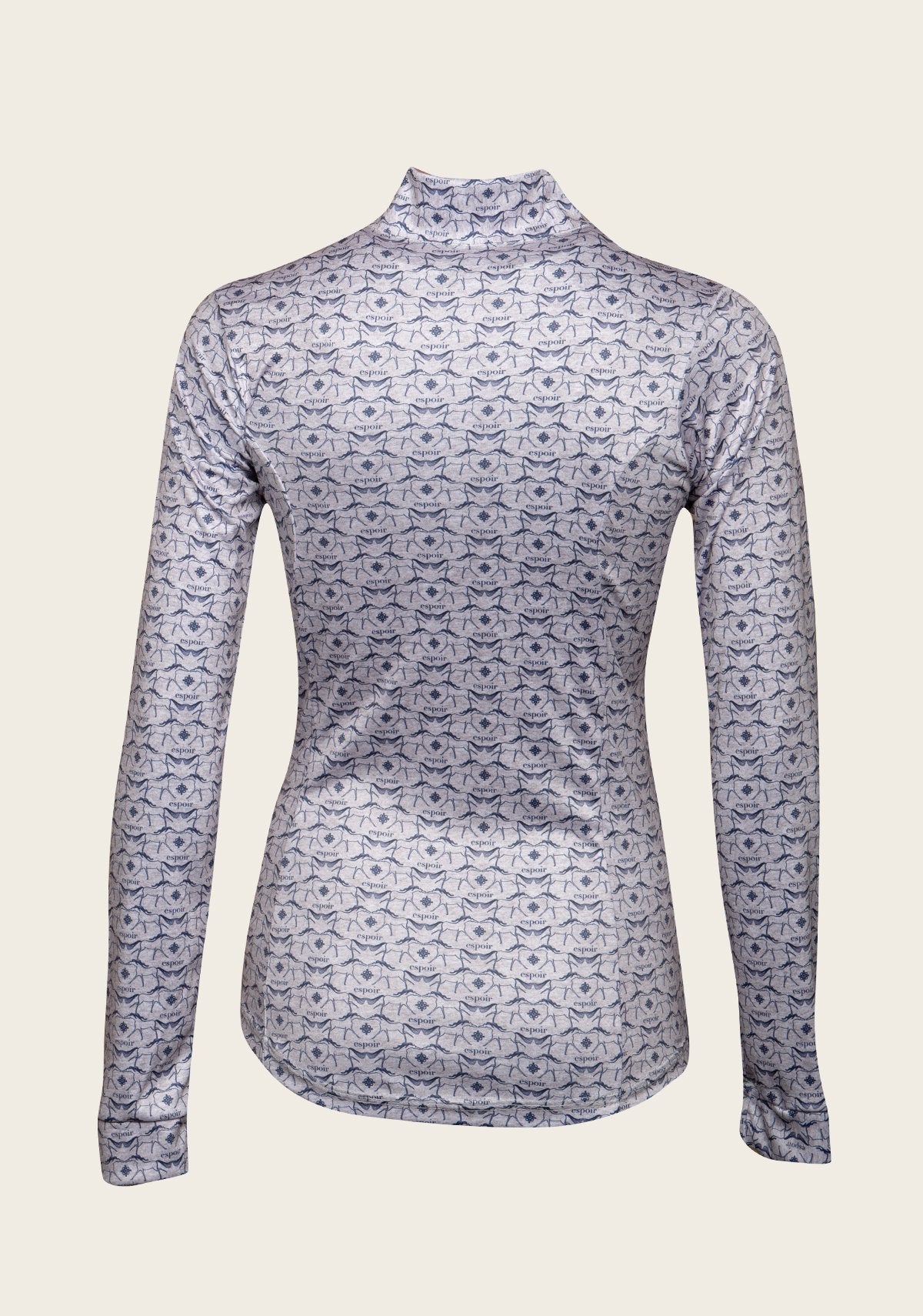 Image of Espoir Navy Melange Running Horses Quarter Zip Sun Shirt