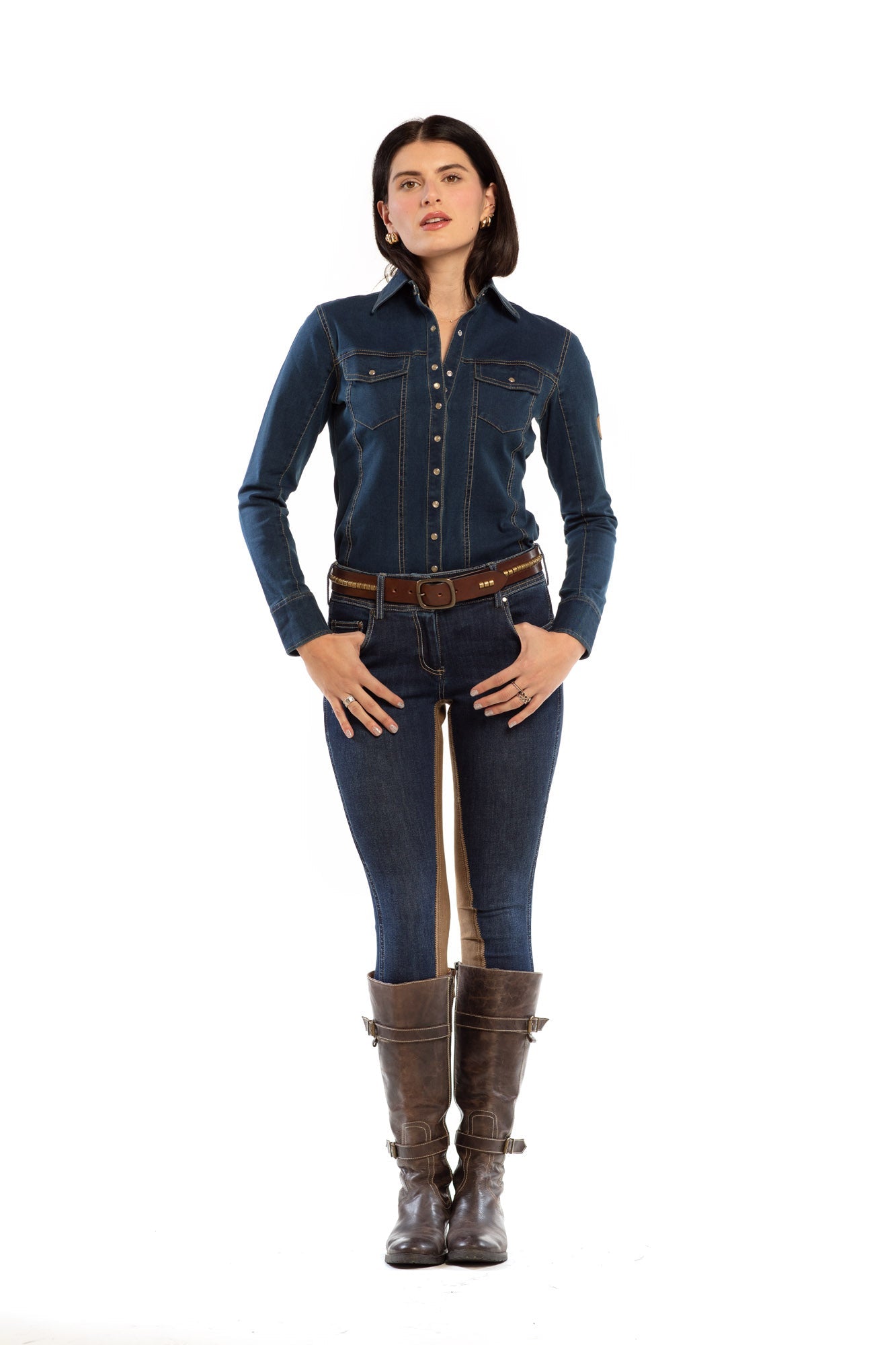 Image of NEW Equestrian Jean - Full Seat with Cell Phone Pocket | 4-way stretch - Vintage Wash