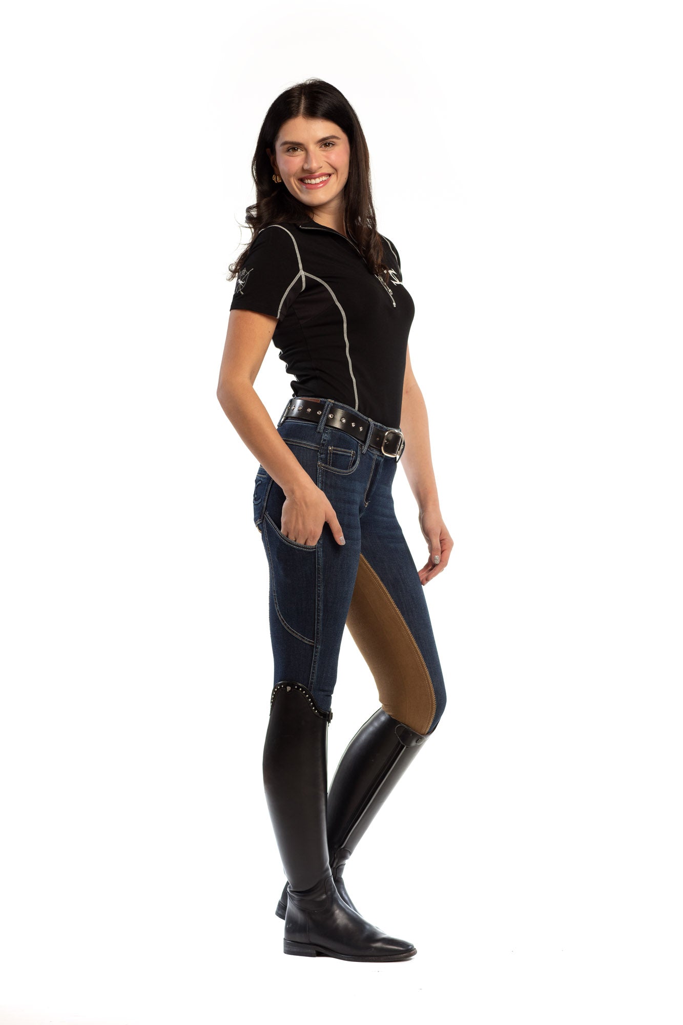 Image of NEW Equestrian Jean - Full Seat with Cell Phone Pocket | 4-way stretch - Vintage Wash