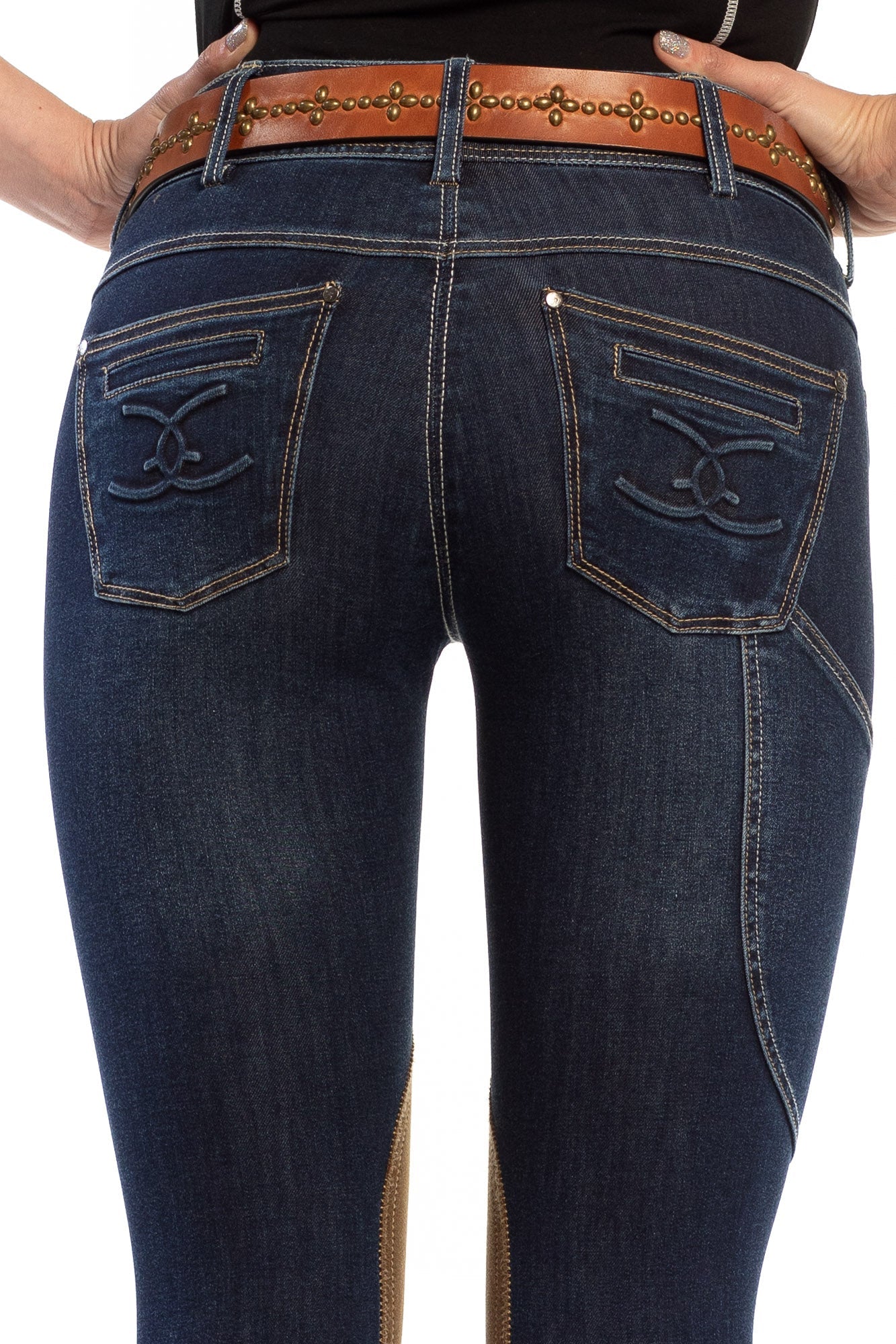 NEW Equestrian Jean - Knee Patch with Cell Phone Pocket - Vintage Wash