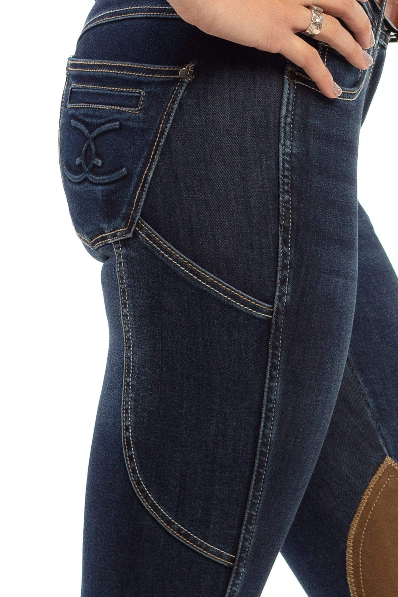 Image of NEW Equestrian Jean - Knee Patch with Cell Phone Pocket - Vintage Wash