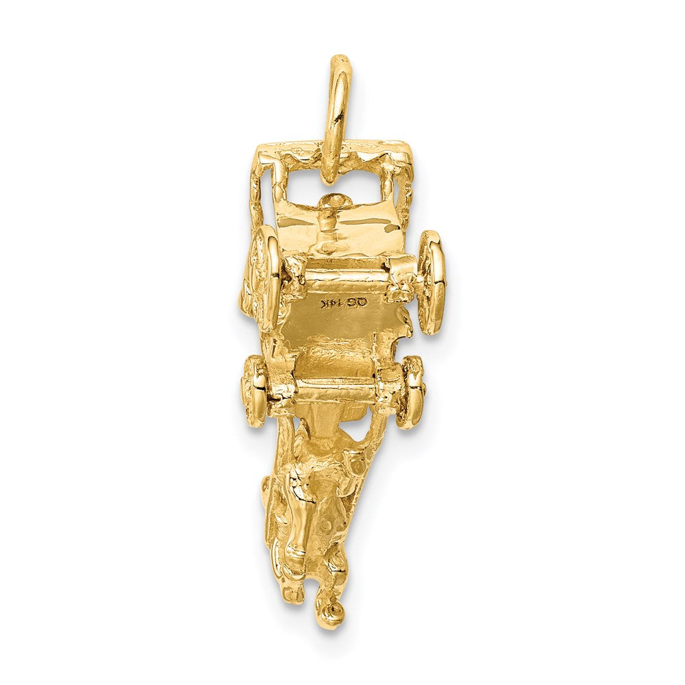 Image of 14k Yellow Gold 3D Moveable Horse and Carriage Charm