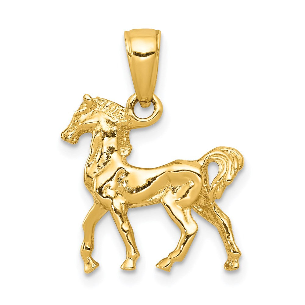 Image of 14k Yellow Gold 3D Small Walking Horse Pendant