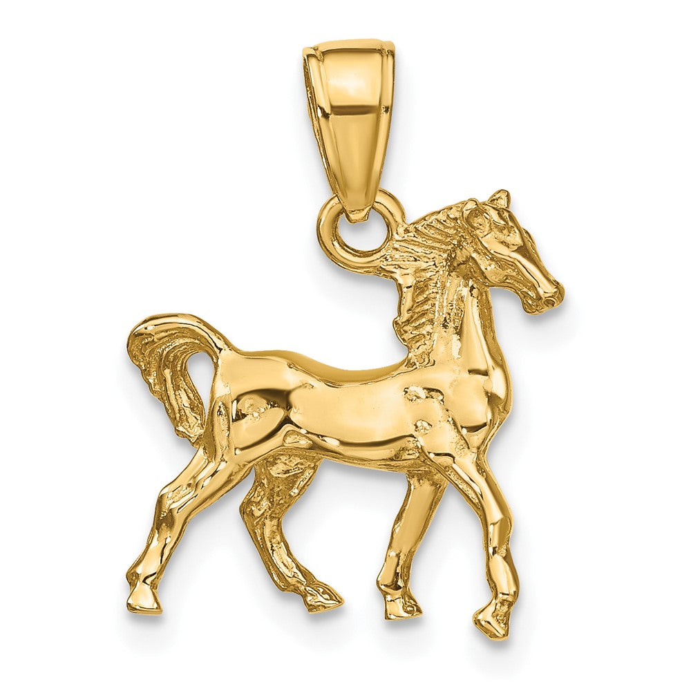 Image of 14k Yellow Gold 3D Small Walking Horse Pendant