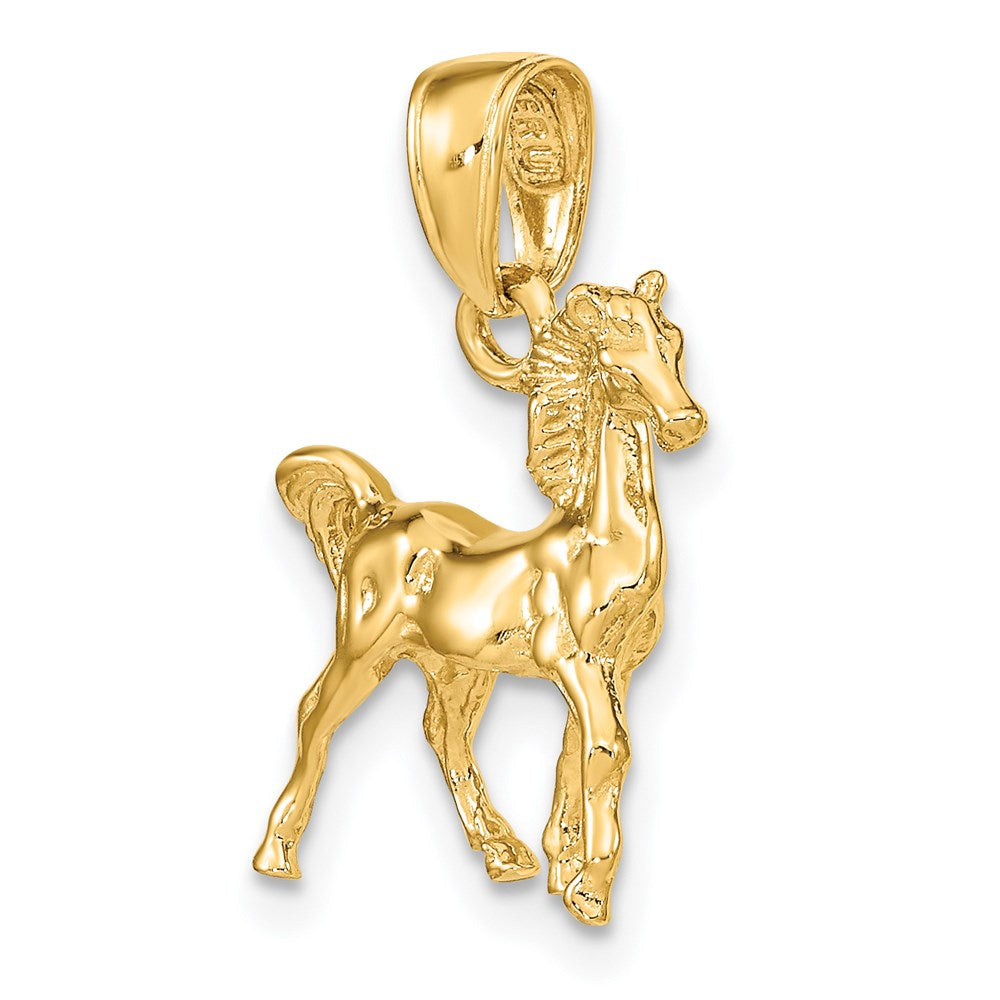 Image of 14k Yellow Gold 3D Small Walking Horse Pendant