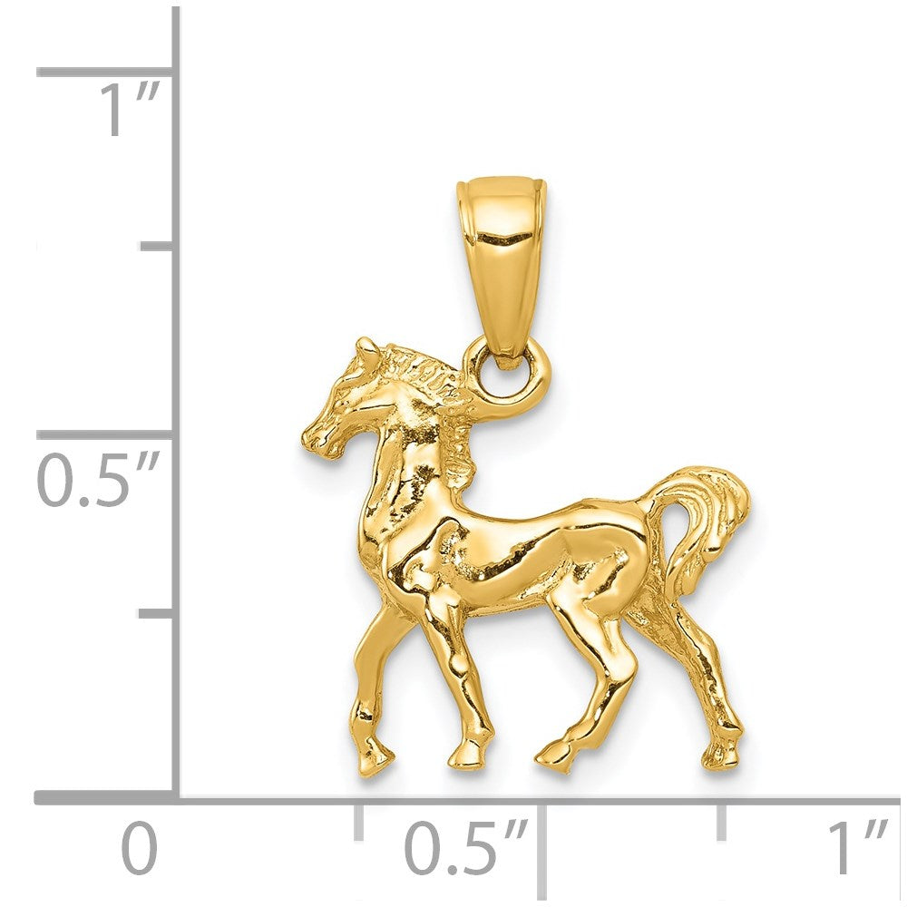 Image of 14k Yellow Gold 3D Small Walking Horse Pendant