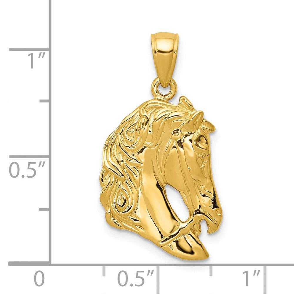 14k Yellow Gold Bridled Horse Head Pendant