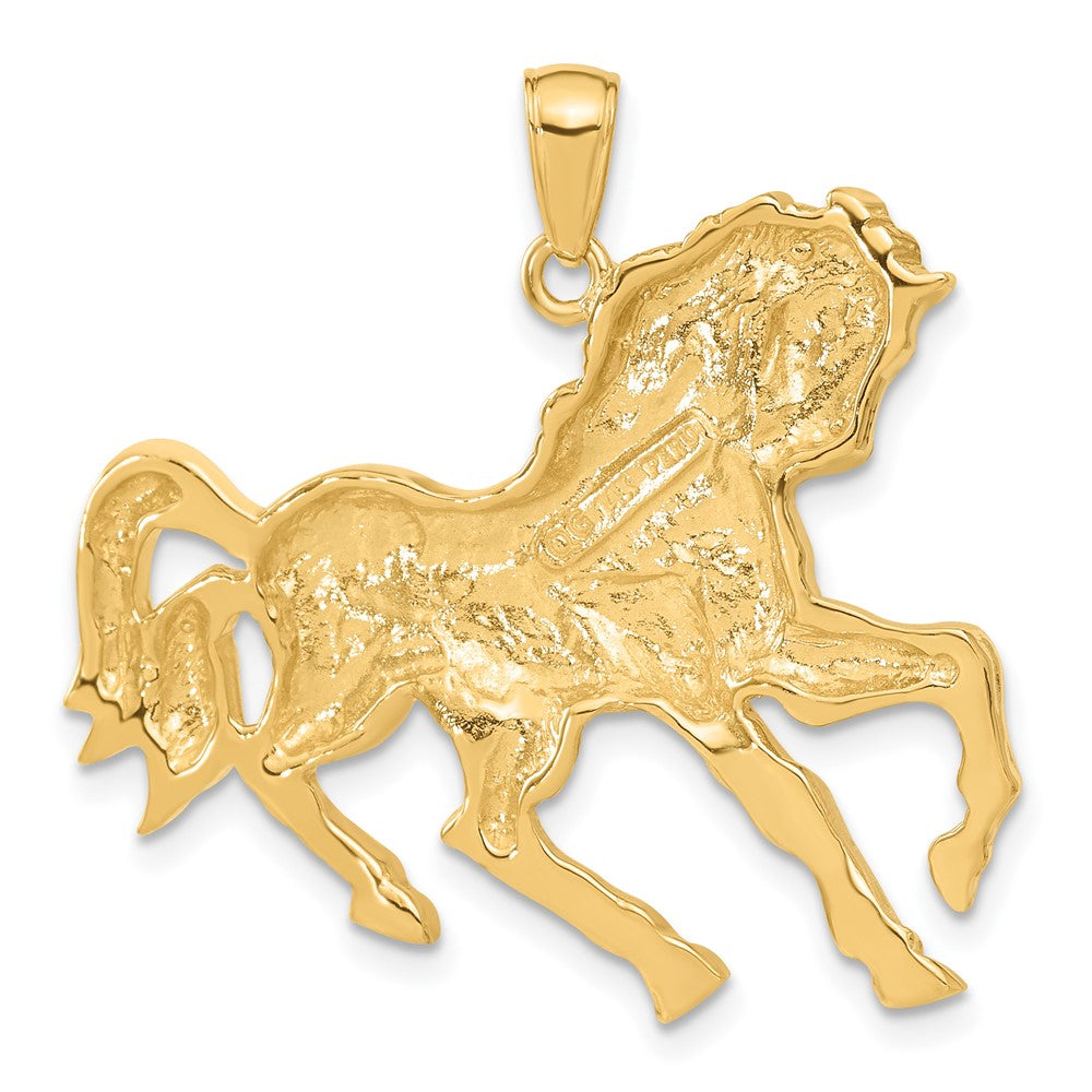 Image of 14k Yellow Gold Large Galloping Horse Pendant