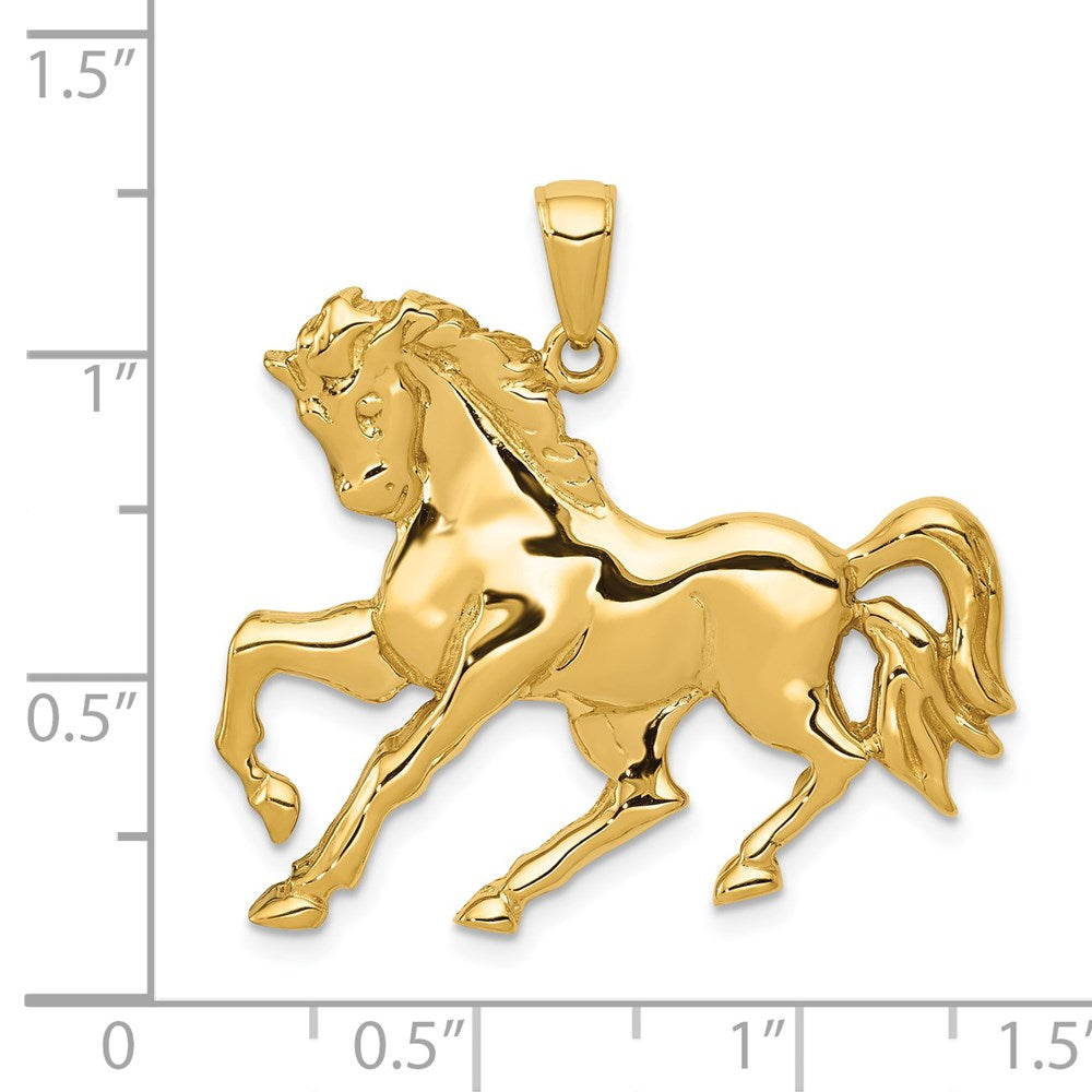 14k Yellow Gold Large Galloping Horse Pendant