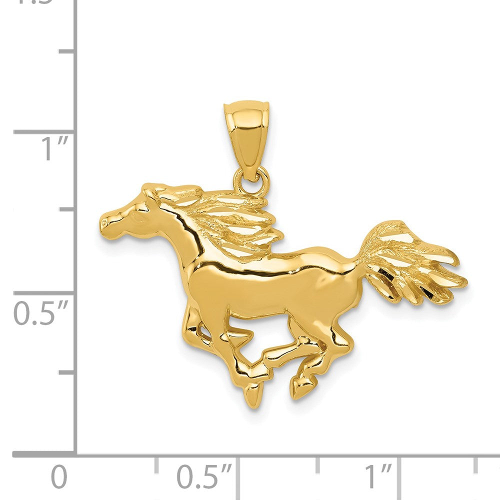 Image of 14k Yellow Gold Polished Galloping Horse Pendant
