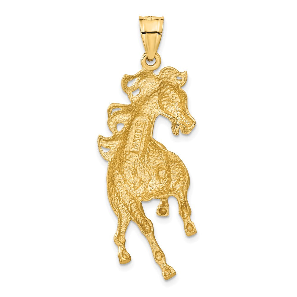 Image of 14k Yellow Gold Large Polished and Satin Galloping Horse Pendant
