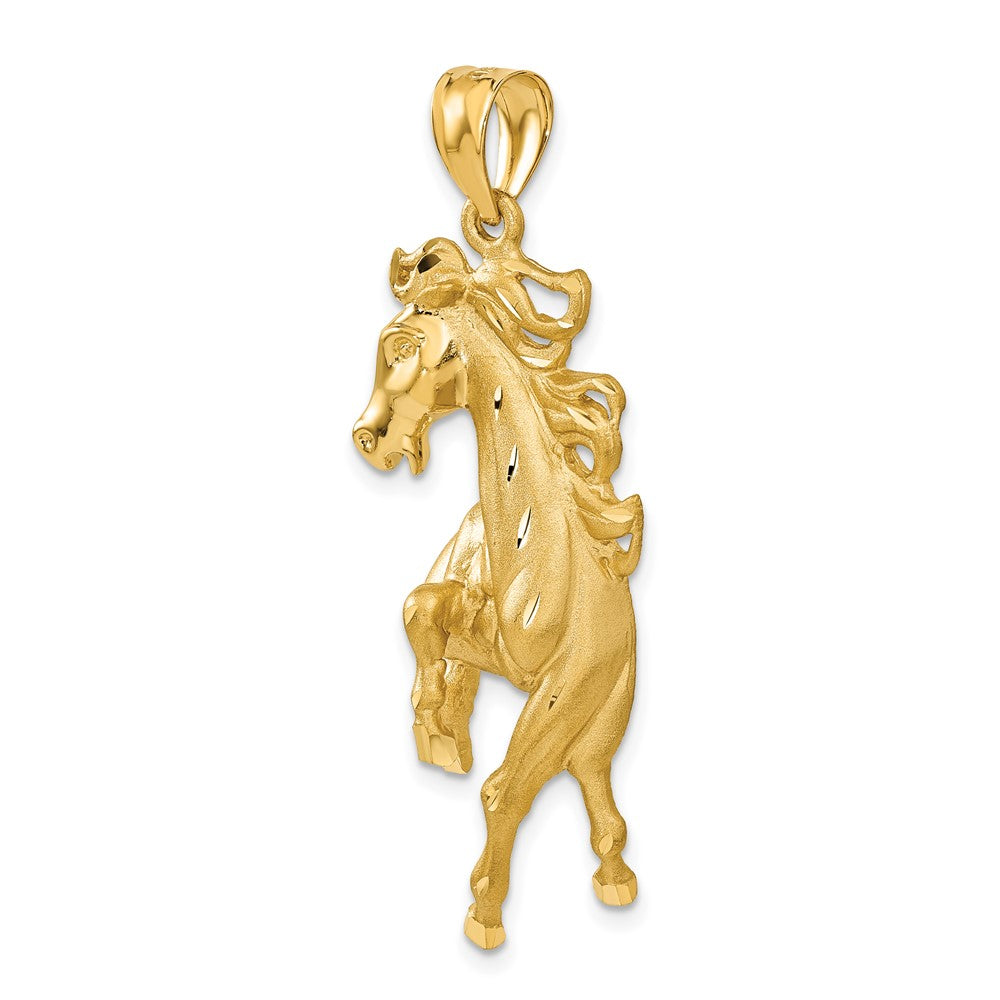 Image of 14k Yellow Gold Large Polished and Satin Galloping Horse Pendant