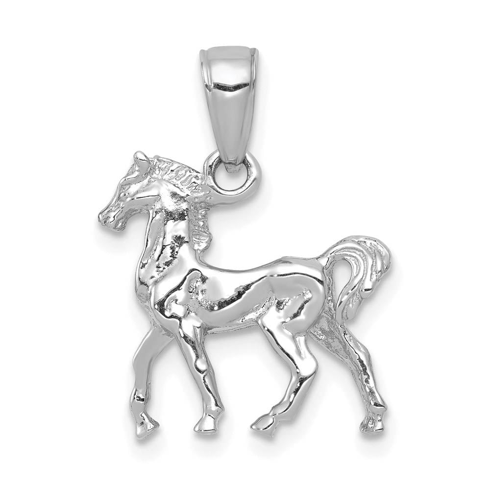 Image of 14k White Gold 3D Prancing Horse Pendant
