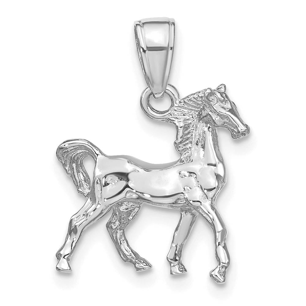 Image of 14k White Gold 3D Prancing Horse Pendant