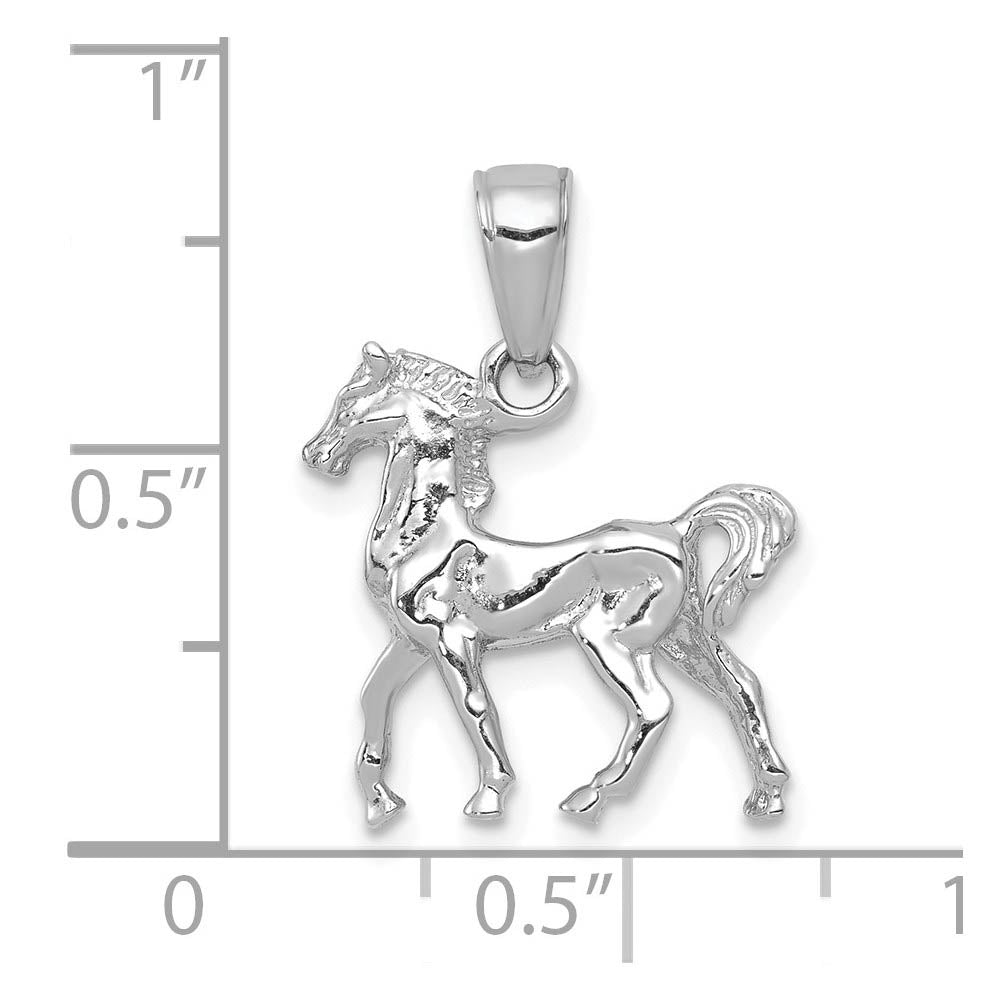 Image of 14k White Gold 3D Prancing Horse Pendant
