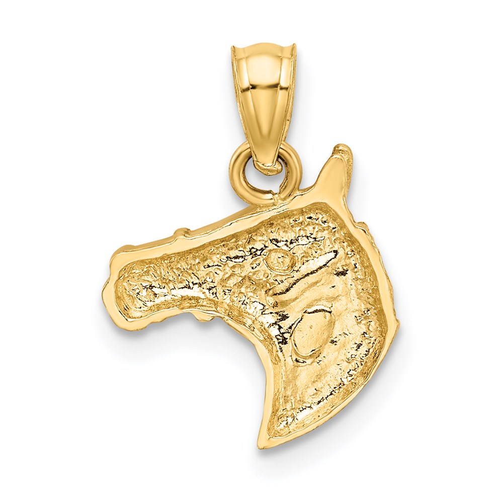 Image of 14k Yellow Gold Satin and Diamond Cut Horse Head Pendant