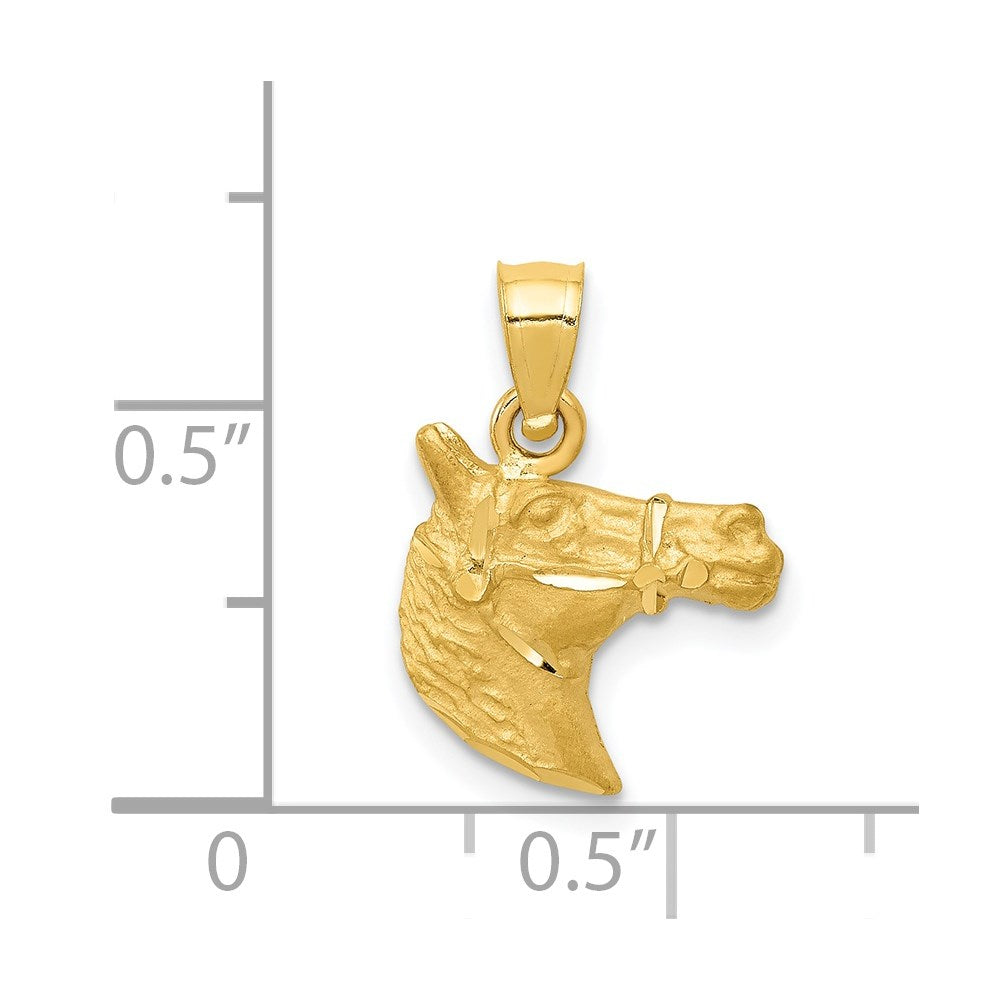 Image of 14k Yellow Gold Satin and Diamond Cut Horse Head Pendant